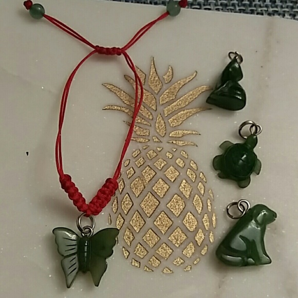 Natural Canadian Nephrite Jade Red Cord Bracelet - Picture 5 of 8